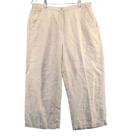✨L.L. bean Linen Cropped Sz 12R Beige Pants✨ - Picture 4 of 7